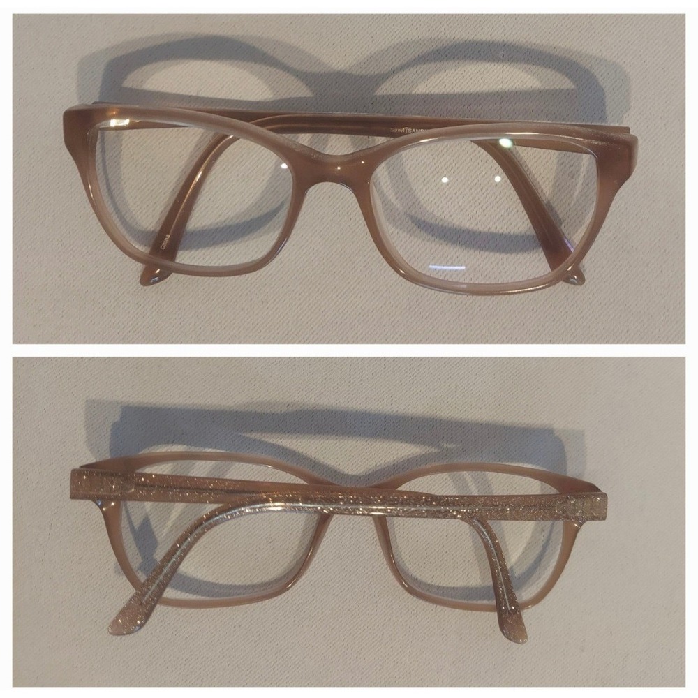 Badgley Mischka Womens Sand Tashie Glitter Cat Eye Eyeglass Frames  52-16-135
